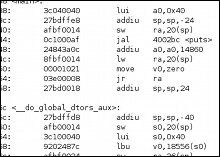 MIPS disassembly listing